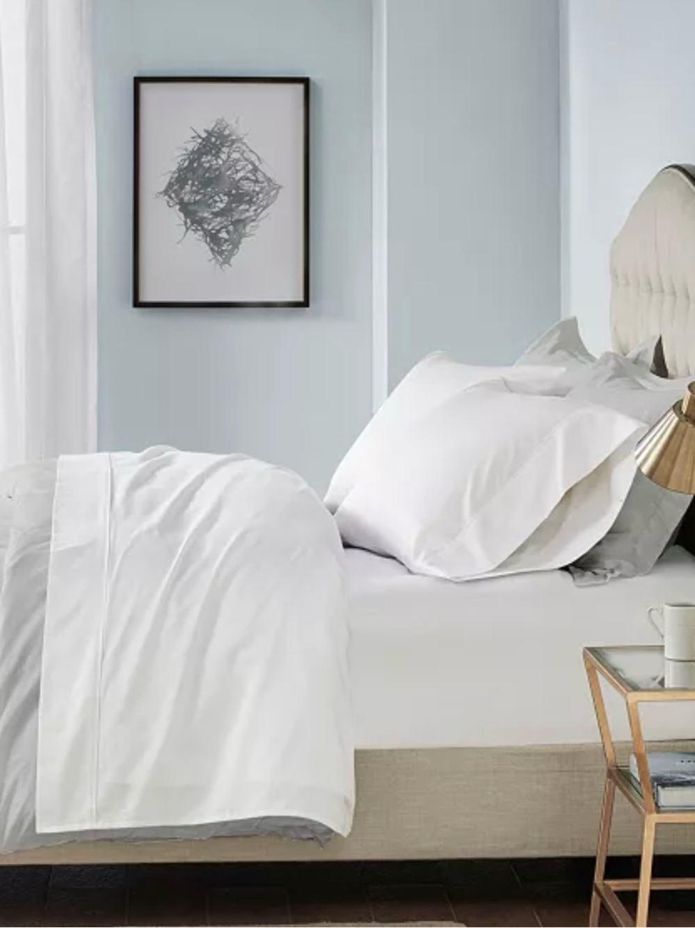 Madison Park White and Black 600TC Pima Cotton Queen Sheet Set